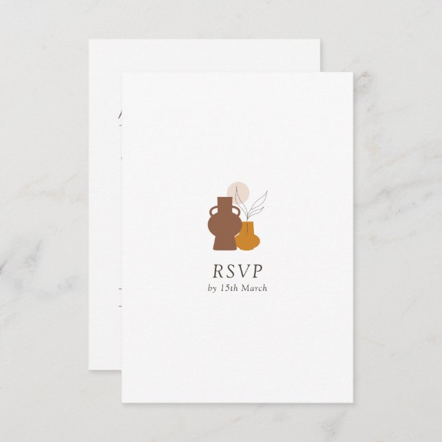 Boho Minimalistisch Vases | Liegeanforderung + Wah RSVP Karte (Vorne/Hinten)