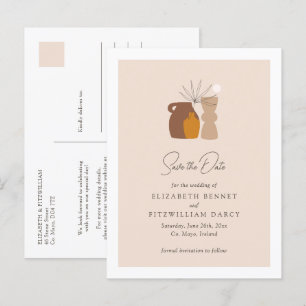 Boho Minimalistisch Vases Save the Date Ankündigungspostkarte