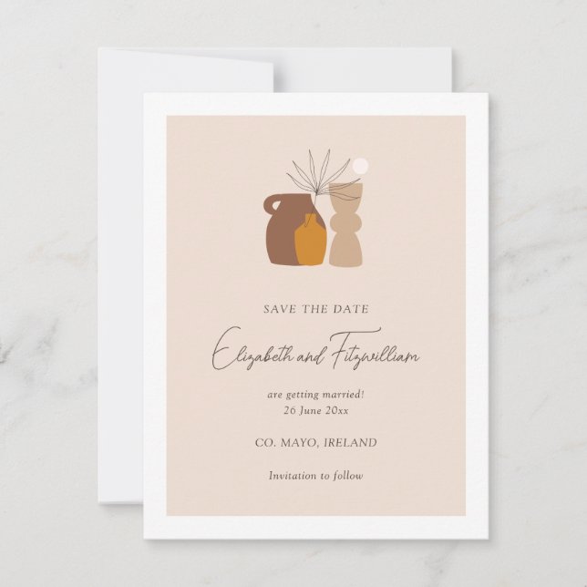 Boho Minimalistisch Vases Save the Date Karte (Vorderseite)