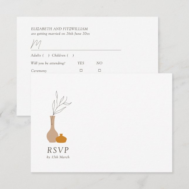 Boho Minimalistisch Vases | Song Request RSVP Karte (Vorne/Hinten)