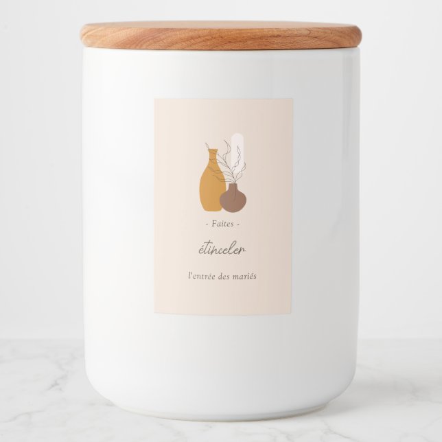 Boho Minimalistisch Vases Sparklers Sticks Label Lebensmitteletikett (Vorderseite)