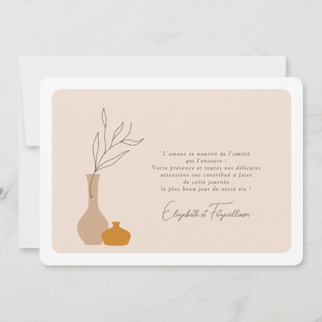 Boho Minimalistisch Vases Wedding Foto Dankeskarte (Rückseite)