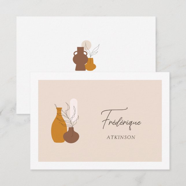 Boho Minimalistisch Vases Wedding Platzkarte (Vorne/Hinten)