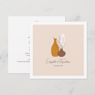Boho Minimalistisch Vases Wedding Square Einladung