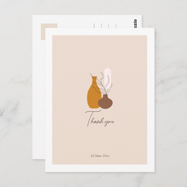 Boho Minimalistisch Vases Wedding Vielen Dank Postkarte (Vorne/Hinten)