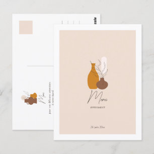 Boho Minimalistisch Vases Wedding Vielen Dank Postkarte