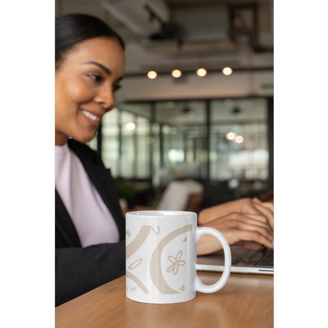 Boho Minimalistische Abstrakte Halbmond & Blumendo Kaffeetasse (Von Creator hochgeladen)