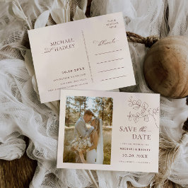 Boho Minimalistische Blumenhochzeit speichern das  Einladungspostkarte