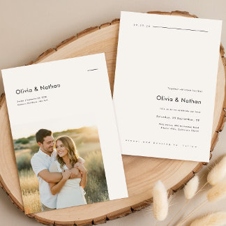 Boho-Minimalistische Foto-Hochzeit Einladung