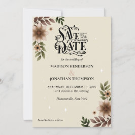 Boho Minimalistische Hochzeit rettet das Datum Einladung