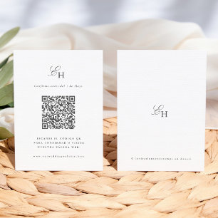 Boho-Minimalistische Hochzeitsbestätigungskarte QR Begleitkarte
