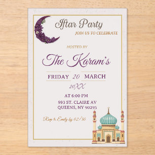Boho-Minimalistische Moschee-Ramadan-Iftar-Party Acryleinladungen