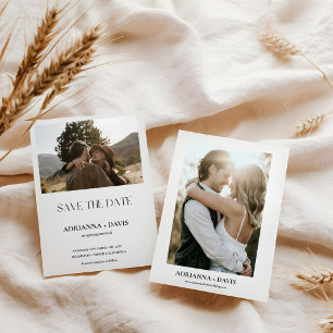 Boho-minimalistische schwarze und weiße Monogramm- Save The Date