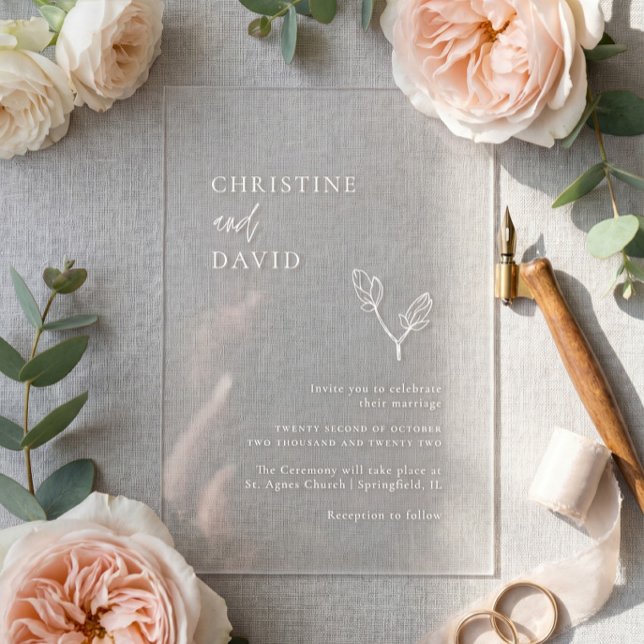 Boho-Minimalistische transparente Hochzeitseinladu Acryleinladungen (Von Creator hochgeladen)