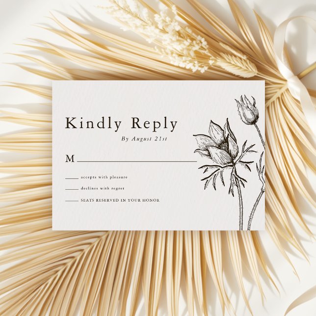 Boho Minimalistische Wildblume Wedding Kindly Antw RSVP Karte (Von Creator hochgeladen)