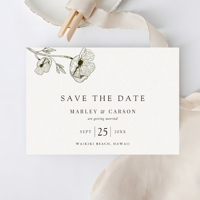 Boho Minimalistische Wildblume Wedding Save The Date (Von Creator hochgeladen)