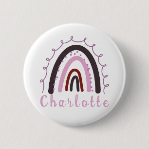 Boho Minimalistischer Regenbogen mit Personalisier Button
