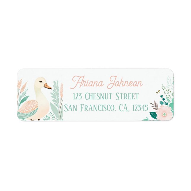 Boho Mint Green Goose Rücksendeadressen-Aufkleber (Vorne)