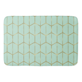 Boho Mint Green Hexagon Gold & Geometric Glam Badematte