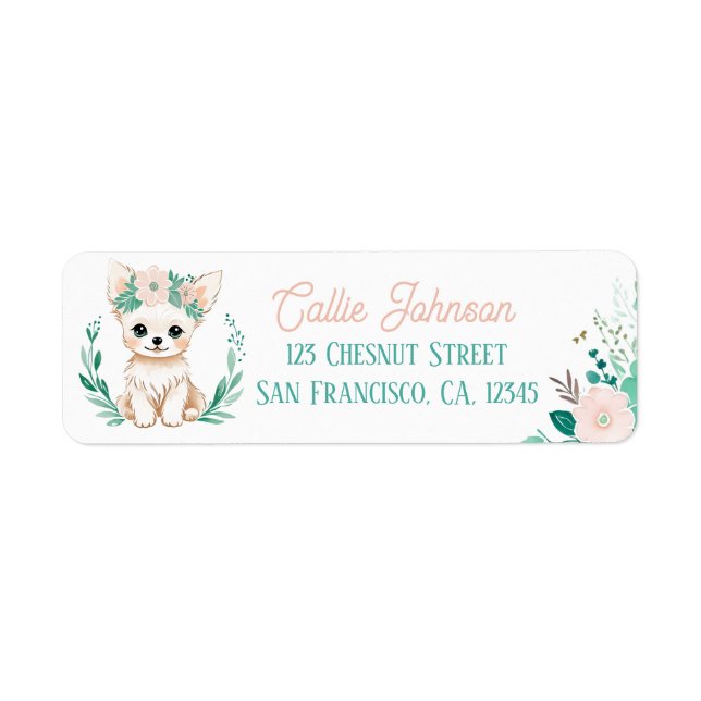 Boho Mint Green Puppy Chihuahua Rücksendeadresse (Vorne)