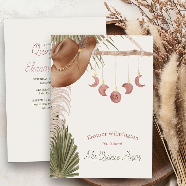 Boho Mis Quince Anos Rustikaler Western Quinceaner Einladung (Mis Quince invitations from my Western Boho Quinceanera Collection)