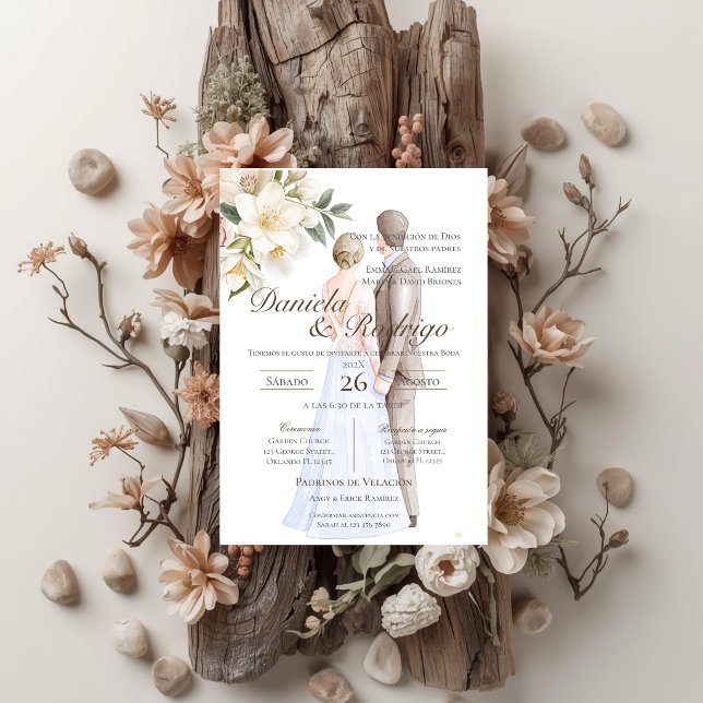 Boho mit Braut und Bräutigam Hochzeit Einladung (Von Creator hochgeladen)