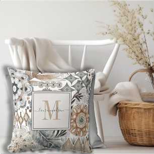 Boho Mit Monogramm Gemustert Kissen