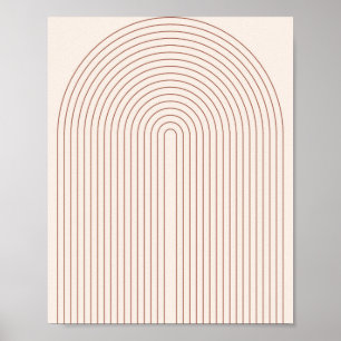 Boho Mitte Jahrhundert Moderne Vintage Linie Regen Poster