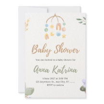 Boho Mobile Watercolor Neutrale Babyparty-Einladun