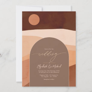 Boho Mocha Mousse Erdiges Modernes Hochzeitsfoto Einladung
