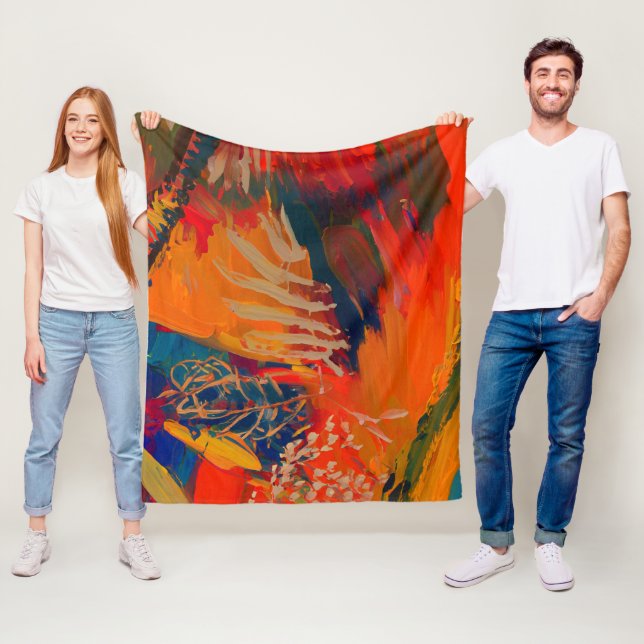 Boho Modern Abstrakt Artwork Fleecedecke (Beispiel)