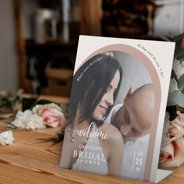 Boho Modern Arch Photo Bridal Shower Welcome Sockelschild (Von Creator hochgeladen)