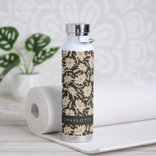 Boho Modern Botanisch Schwarz Elfenbein Personalis Trinkflasche