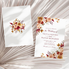 Boho Modern Burnt Orange Terracotta Floral Wedding Einladung