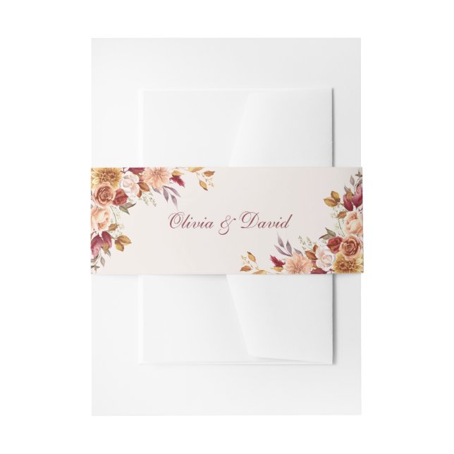 Boho Modern Burnt Orange Terracotta Floral Wedding Einladungsbanderole (Vorderseite Beispiel)