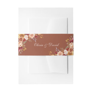 Boho Modern Burnt Orange Terracotta Floral Wedding Einladungsbanderole