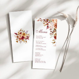 Boho Modern Burnt Orange Terracotta Floral Wedding Menükarte