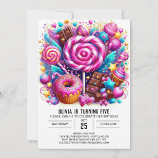 Boho Modern Candyland Digital Geburtstag Einladung