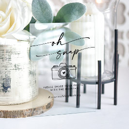Boho Modern Clear Acrylic Oh Snap Wedding Hashtag Acrylschild