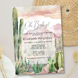 Boho Modern Desert Nature Cactus Baby Shower Einladung