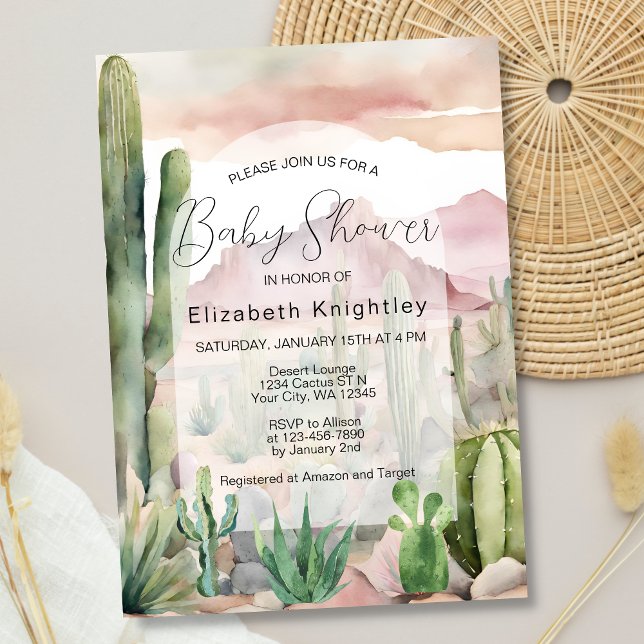Boho Modern Desert Nature Cactus Baby Shower Einladung (Von Creator hochgeladen)