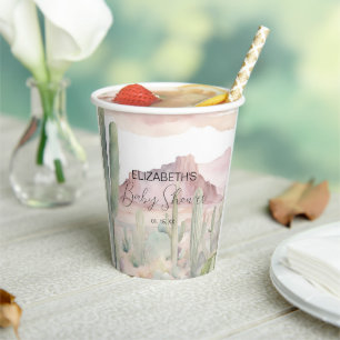 Boho Modern Desert Nature Cactus Baby Shower Pappbecher