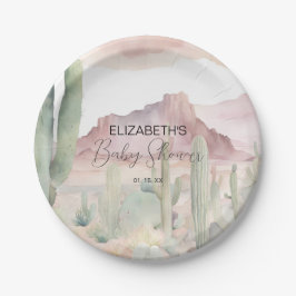 Boho Modern Desert Nature Cactus Baby Shower Pappteller