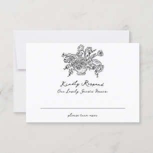 Boho Modern Doodle Wedding Website Qr Code RSVP Karte