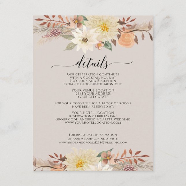 BOHO Modern Fall Floral Wasserfarbe Bio erdig Begleitkarte (Vorderseite)