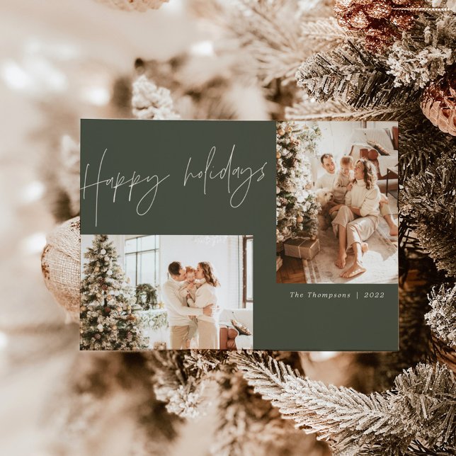 Boho Modern Foto Christmas Card | Happy Holidays Einladung (Von Creator hochgeladen)