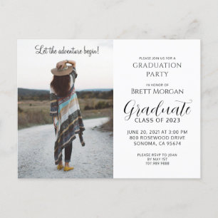 Boho Modern Foto Graduation Party Einladungspostkarte