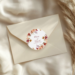 Boho Modern Gebranntes Orange Terrakotta Florale H Runder Aufkleber