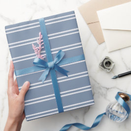 Boho Modern Gender Neutral Striped Coastal Blue Geschenkpapier