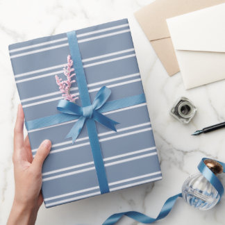 Boho Modern Gender Neutral Striped Coastal Blue Geschenkpapier